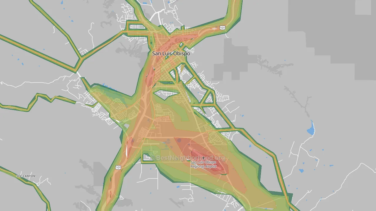 93401, CA Map of Noise Levels in 93401