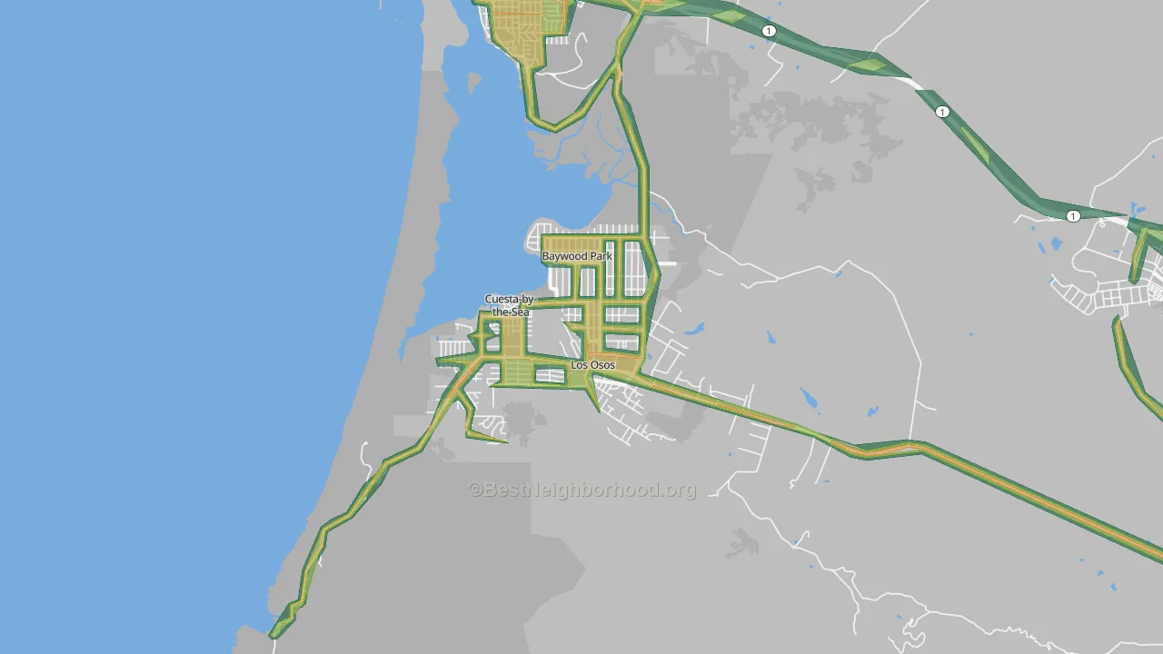 93402, CA Map of Noise Levels in 93402