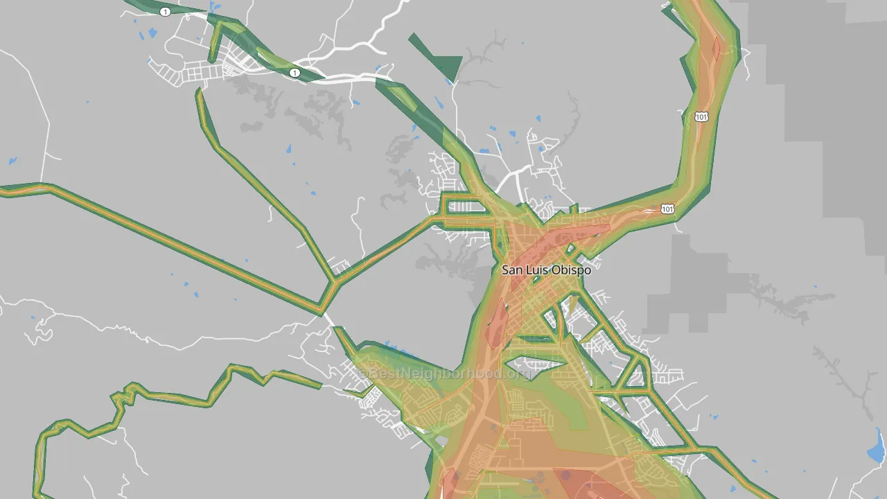 93405, CA Map of Noise Levels in 93405