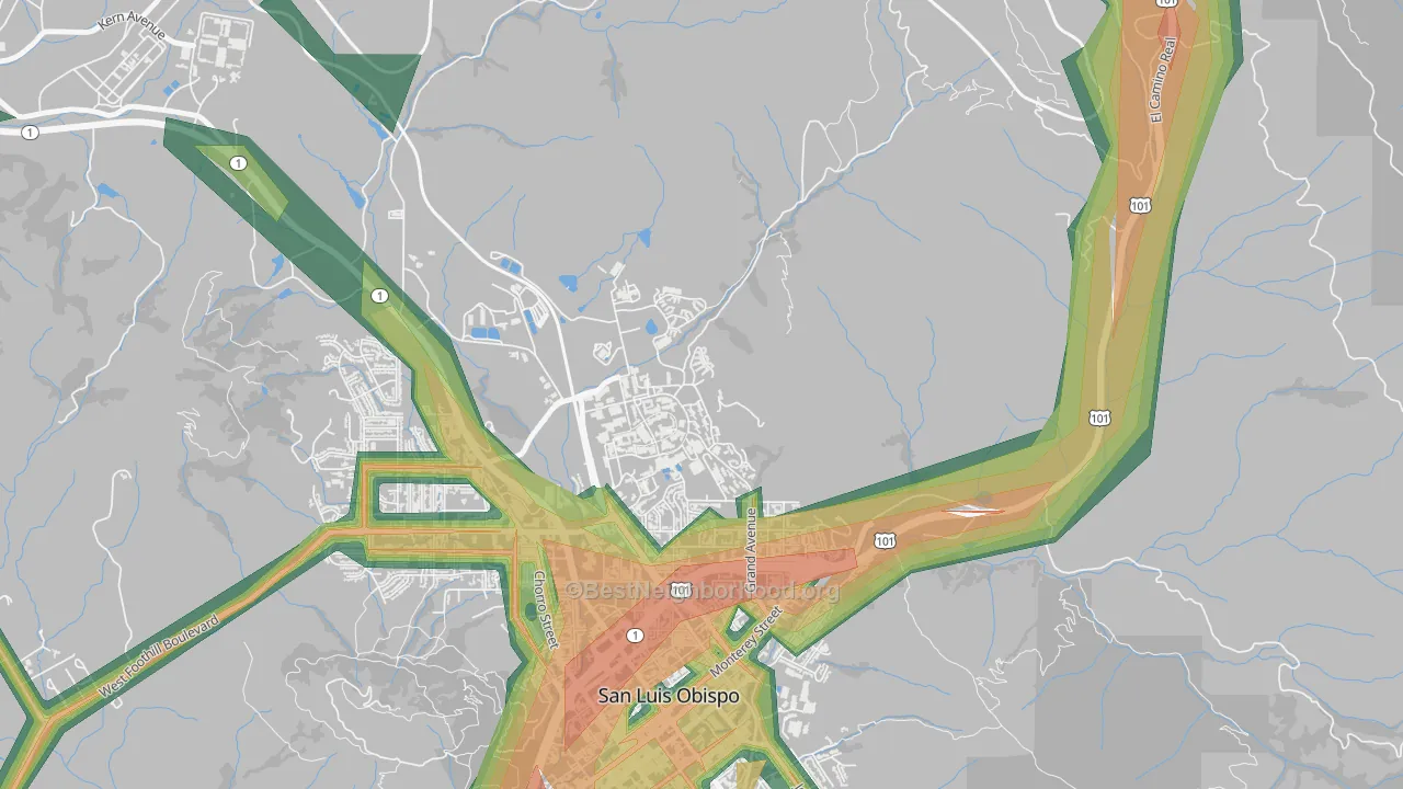 93407, CA Map of Noise Levels in 93407