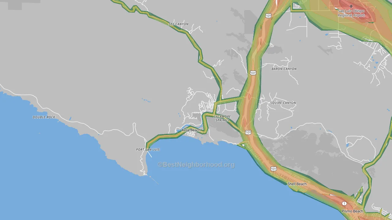 93424, CA Map of Noise Levels in 93424