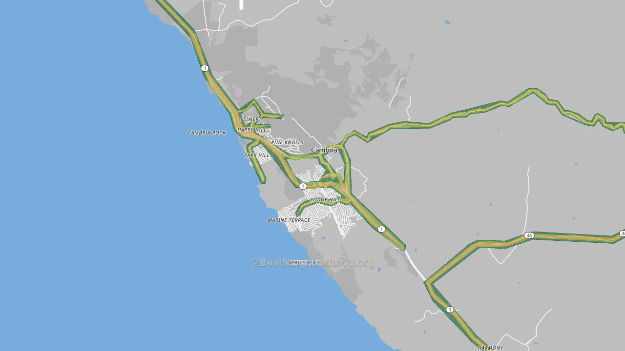 93428, CA Map of Noise Levels in 93428