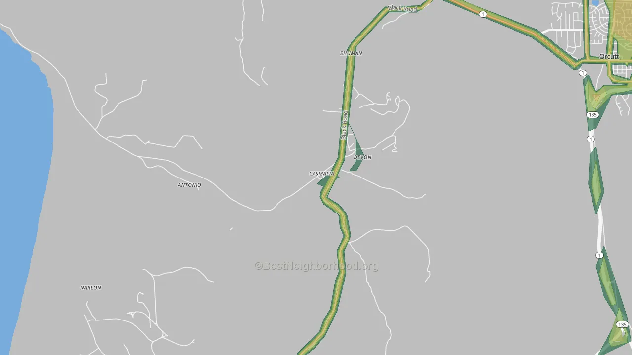 93429, CA Map of Noise Levels in 93429