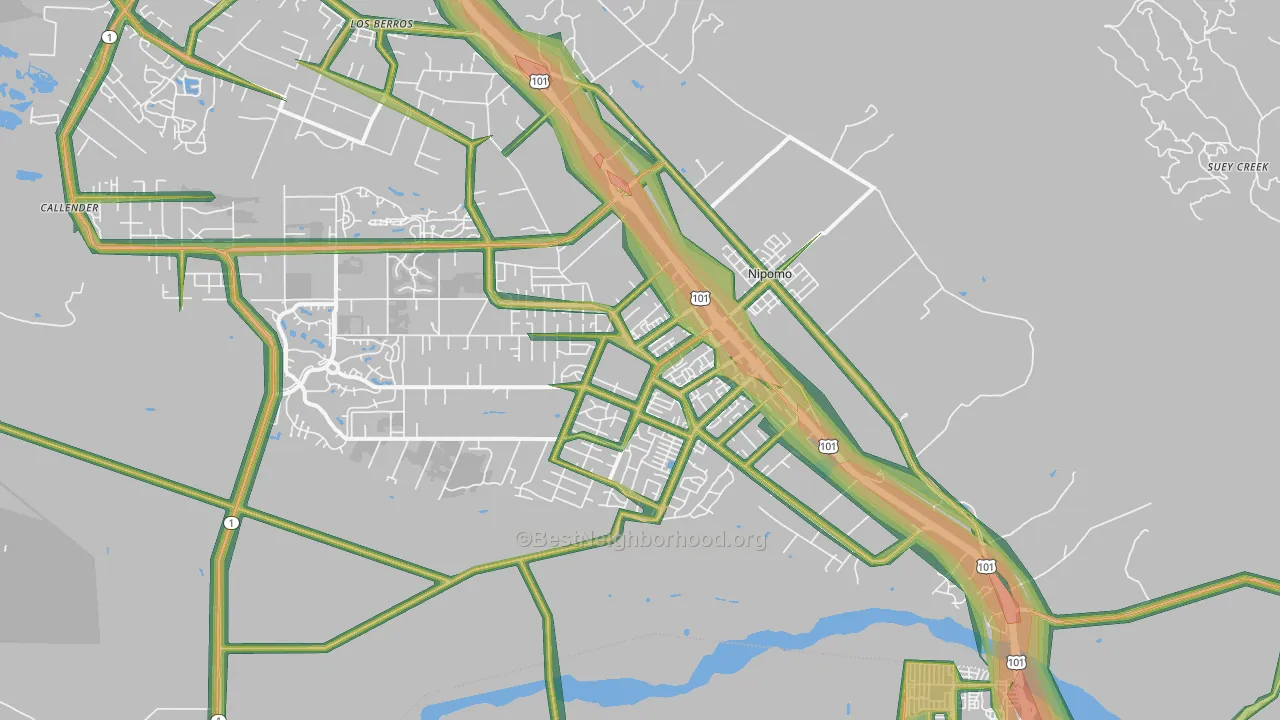 93444, CA Map of Noise Levels in 93444