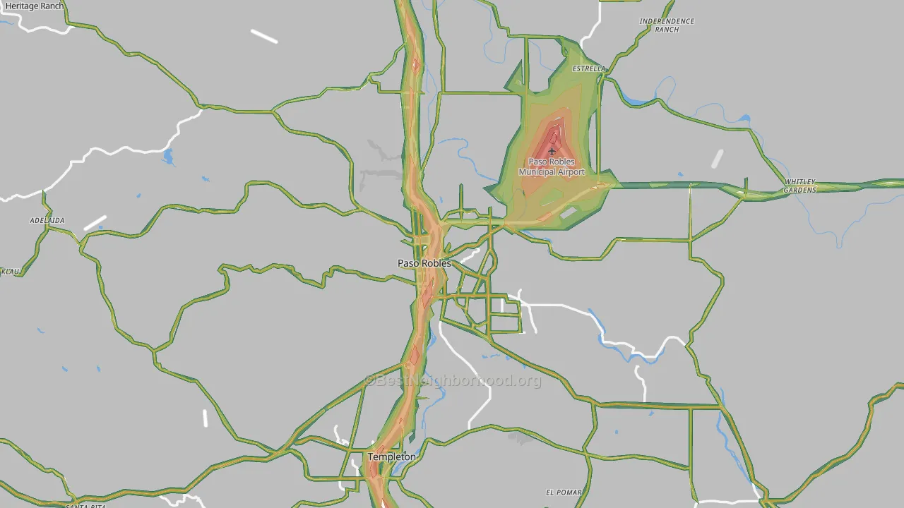93446, CA Map of Noise Levels in 93446
