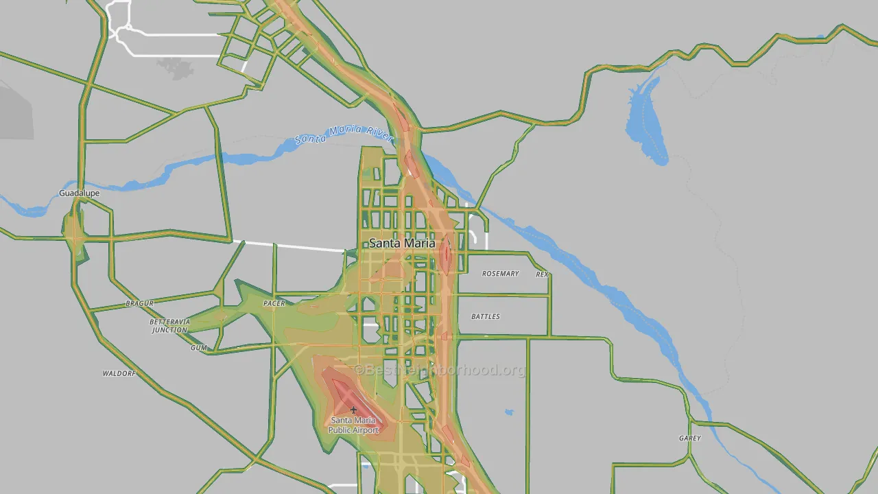 93454, CA Map of Noise Levels in 93454