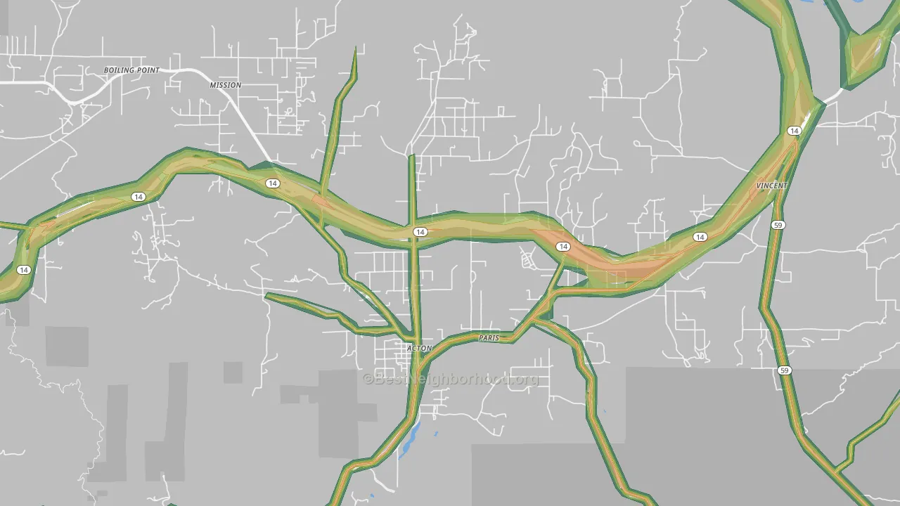 93510, CA Map of Noise Levels in 93510