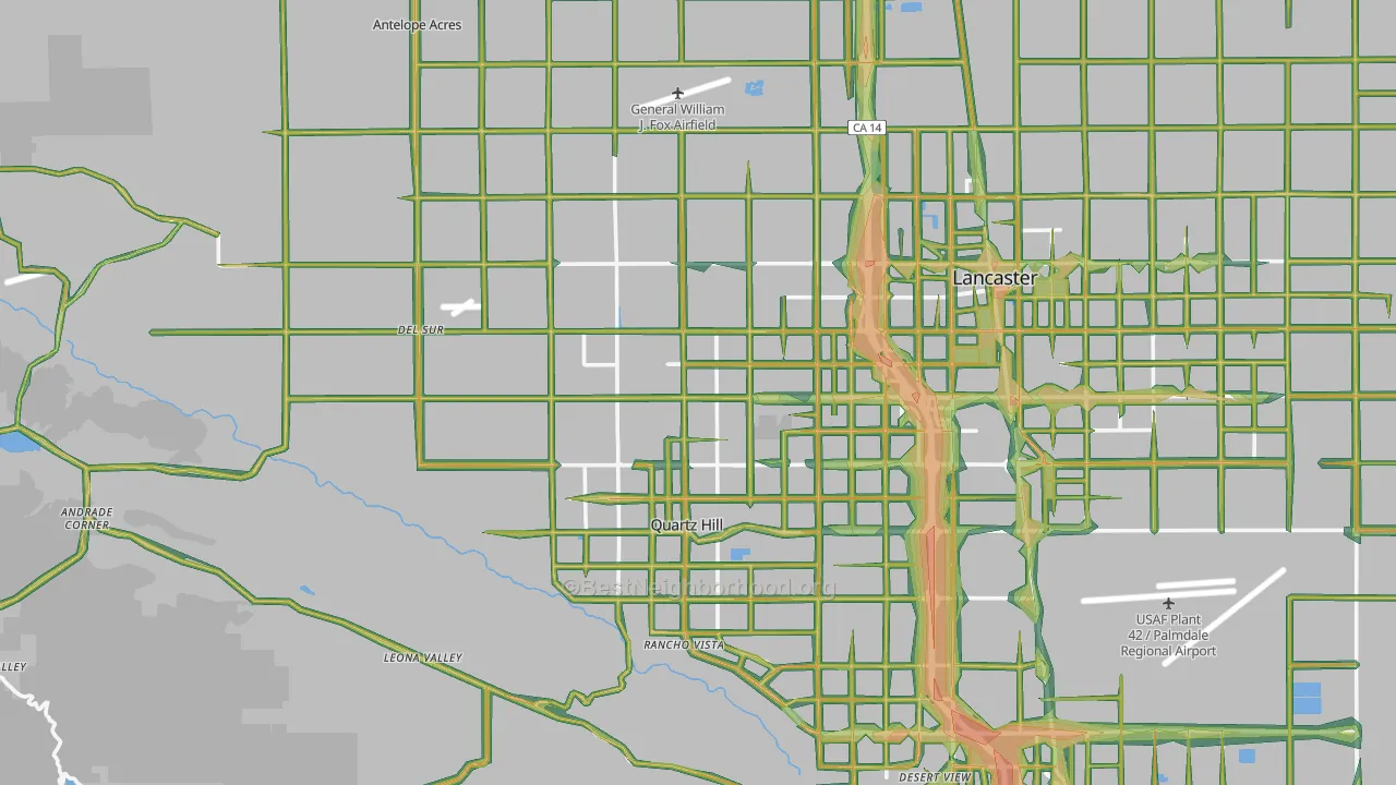 93536, CA Map of Noise Levels in 93536