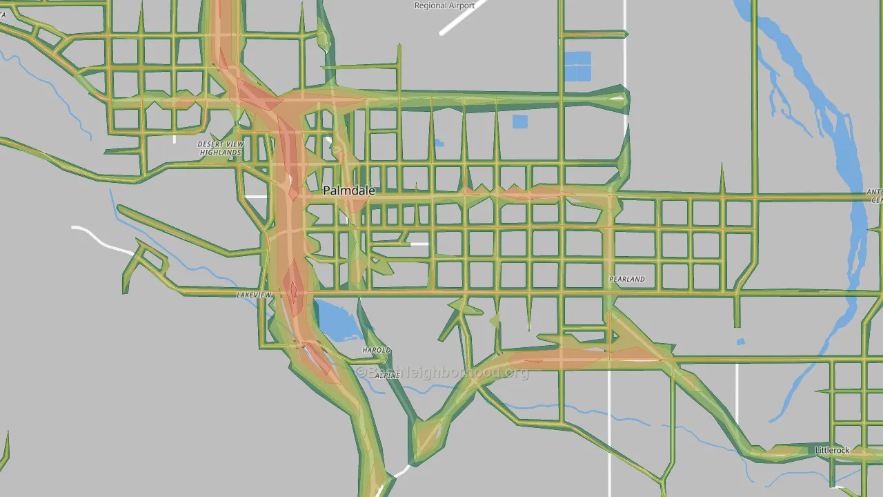 93550, CA Map of Noise Levels in 93550