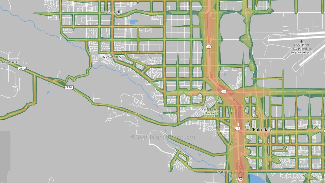 93551, CA Map of Noise Levels in 93551