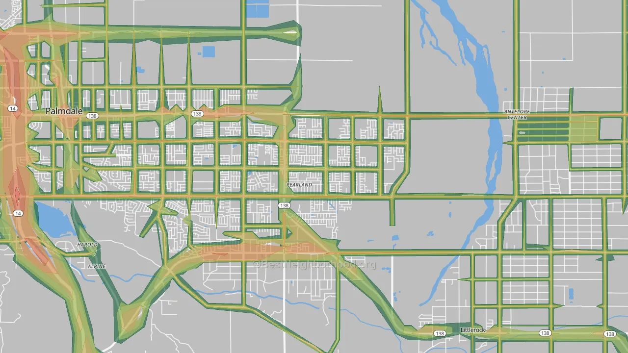 93552, CA Map of Noise Levels in 93552