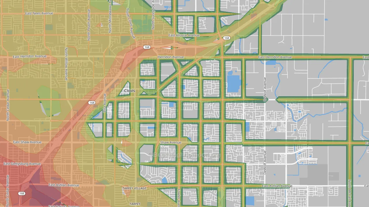 93611, CA Map of Noise Levels in 93611