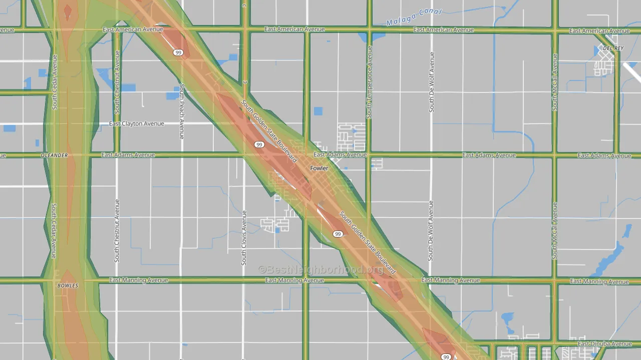 93625, CA Map of Noise Levels in 93625