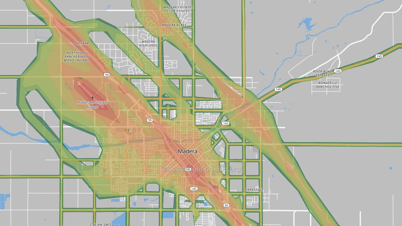93638, CA Map of Noise Levels in 93638