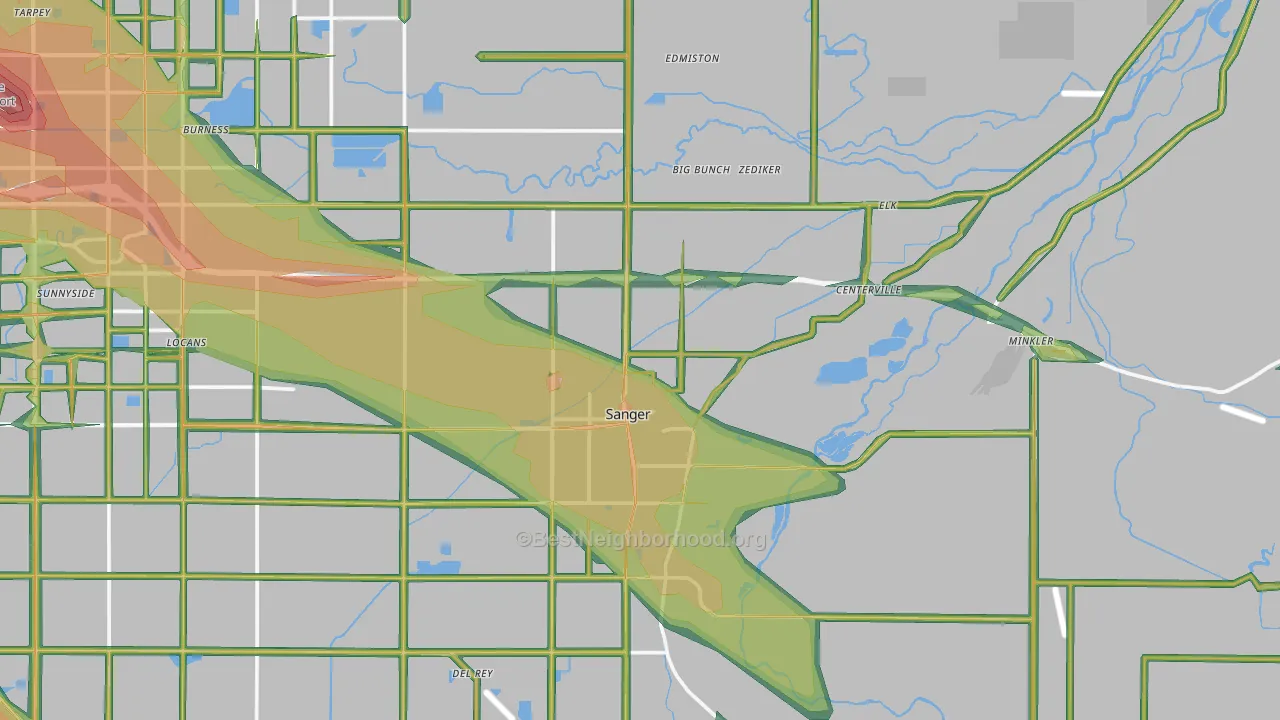 93657, CA Map of Noise Levels in 93657