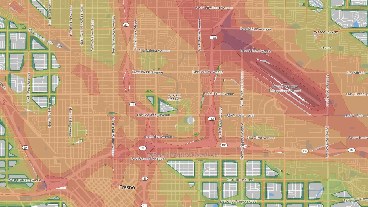 93703, CA Map of Noise Levels in 93703