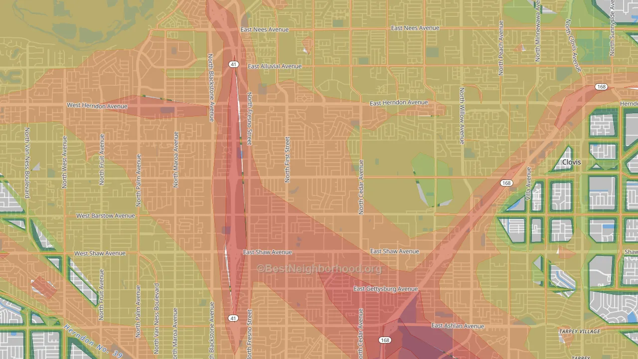 93710, CA Map of Noise Levels in 93710