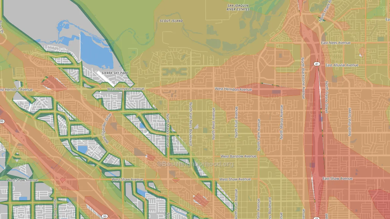 93711, CA Map of Noise Levels in 93711