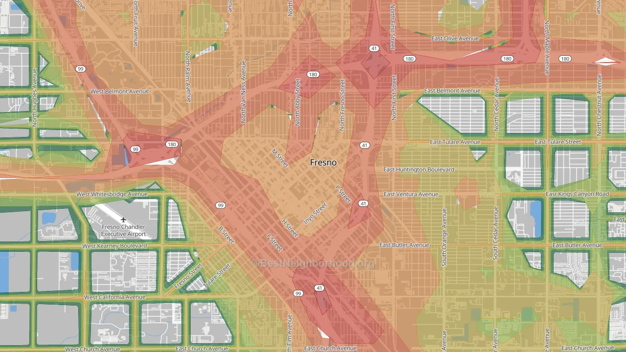 93721, CA Map of Noise Levels in 93721
