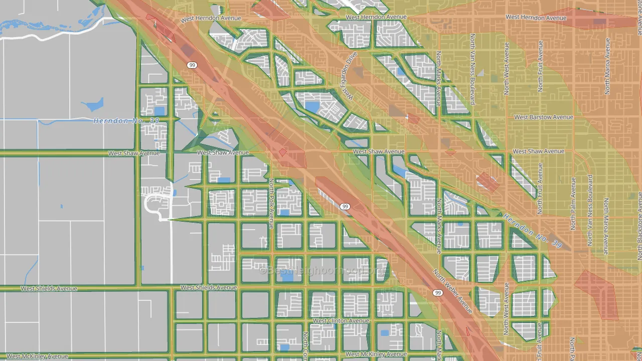 93722, CA Map of Noise Levels in 93722
