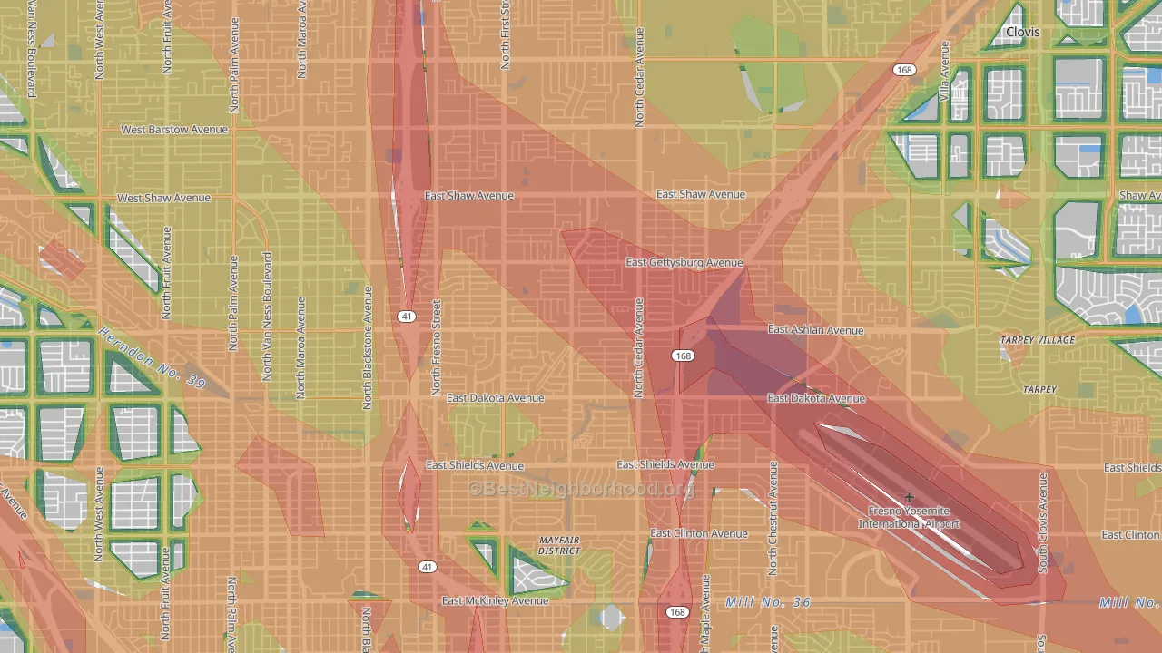 93726, CA Map of Noise Levels in 93726