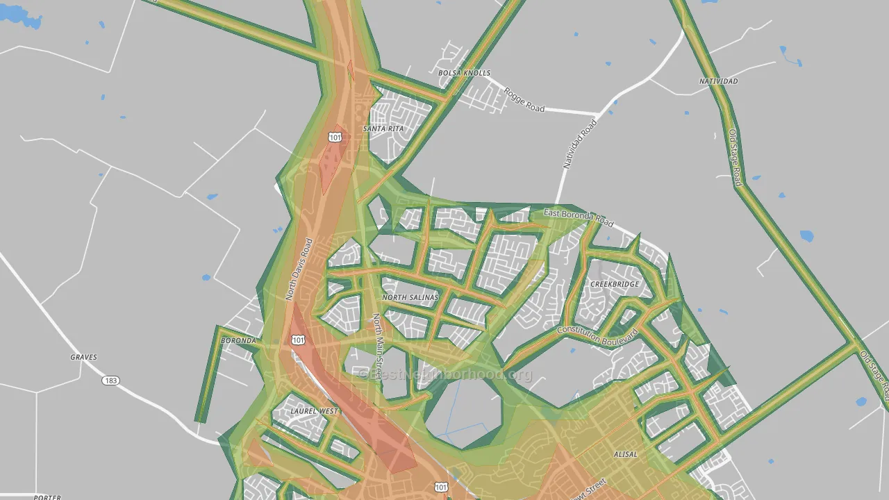 93906, CA Map of Noise Levels in 93906
