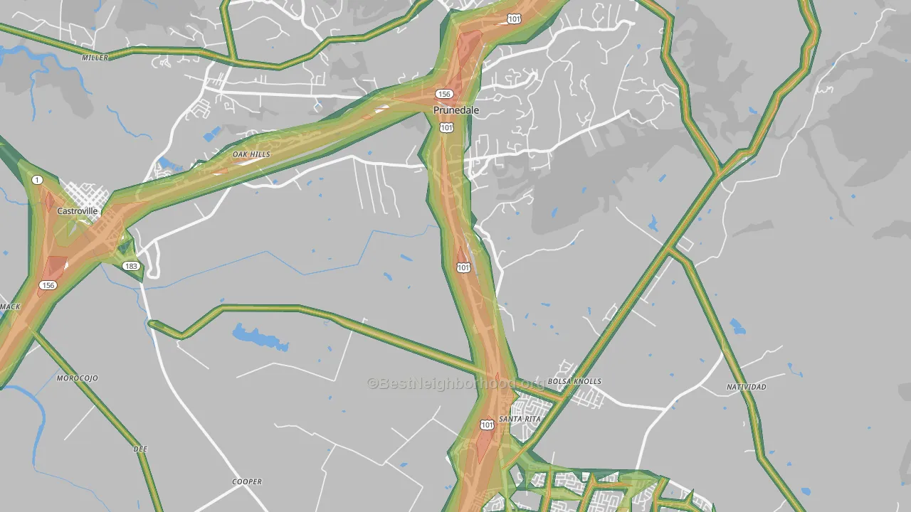 93907, CA Map of Noise Levels in 93907