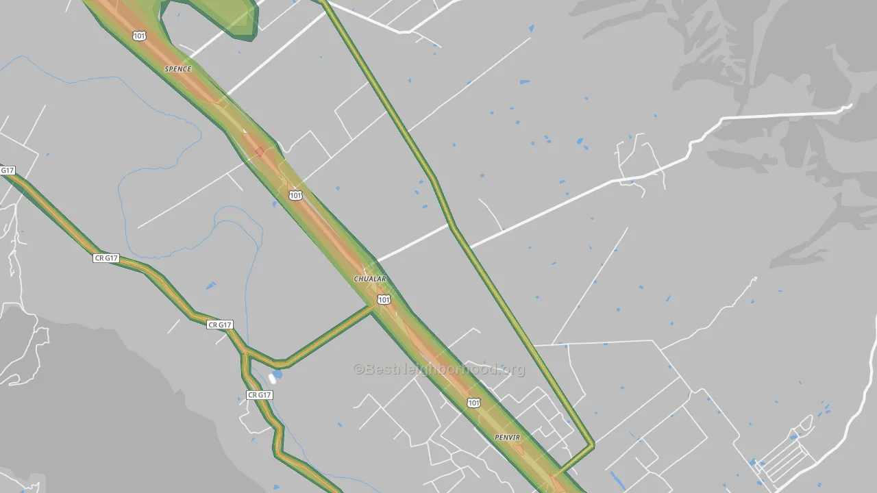 93925, CA Map of Noise Levels in 93925
