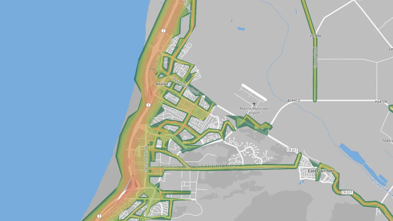 93933, CA Map of Noise Levels in 93933