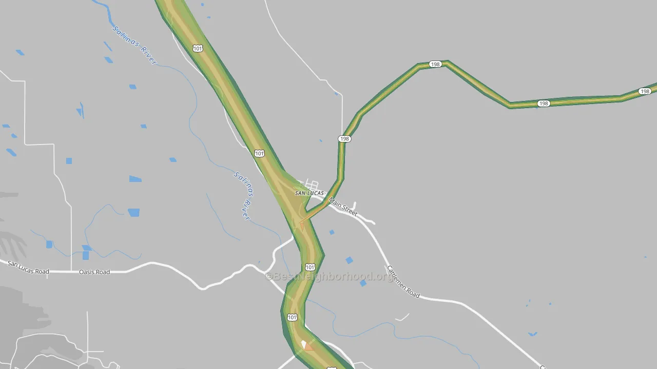 93954, CA Map of Noise Levels in 93954