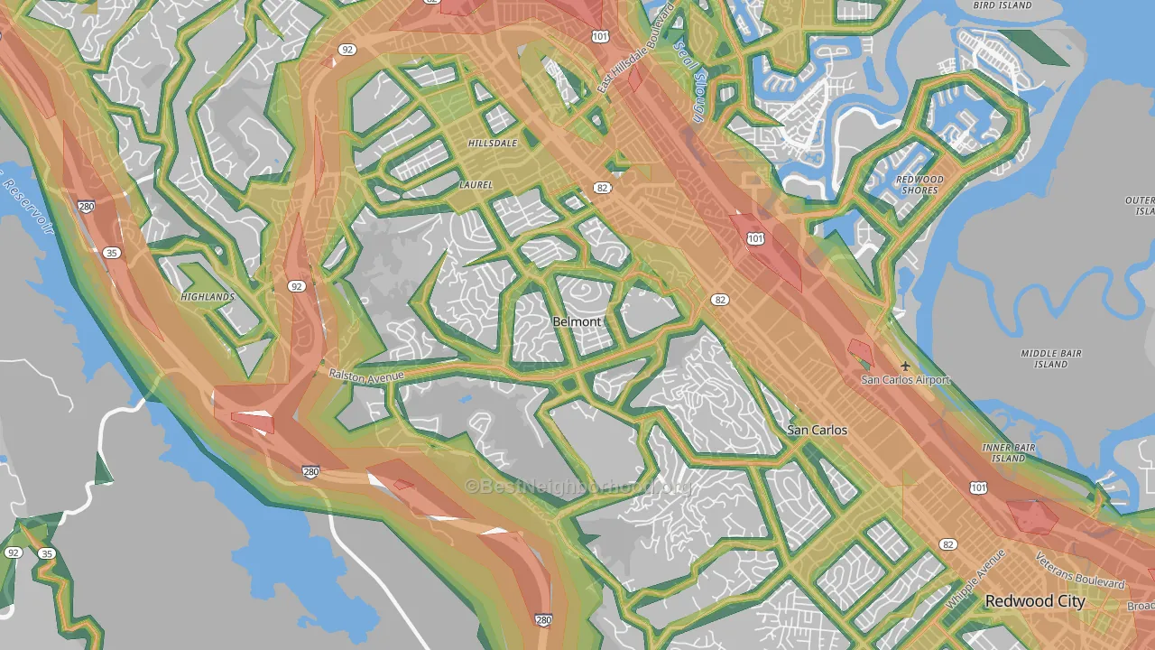 94002, CA Map of Noise Levels in 94002