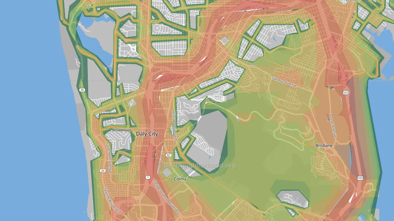 94014, CA Map of Noise Levels in 94014
