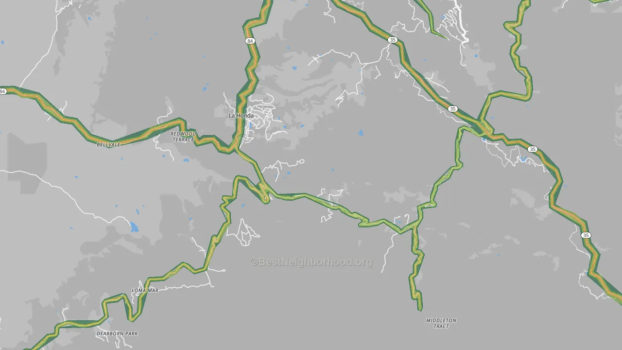 94020, CA Map of Noise Levels in 94020