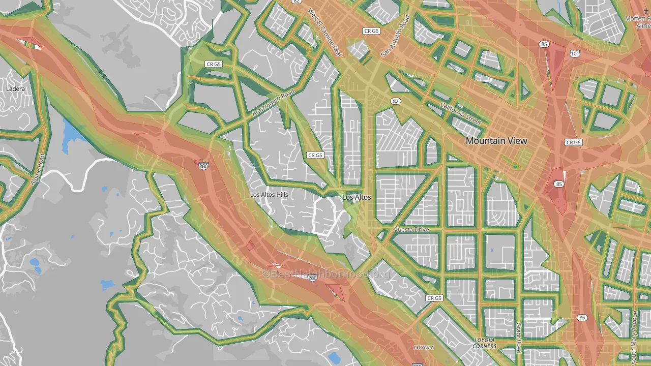 94022, CA Map of Noise Levels in 94022