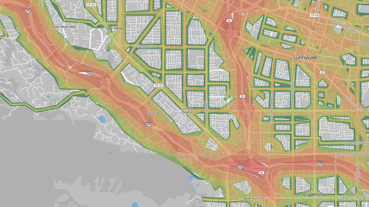 94024, CA Map of Noise Levels in 94024