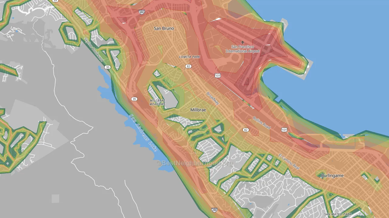 94030, CA Map of Noise Levels in 94030