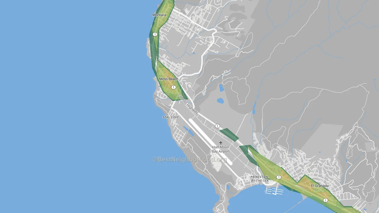 94038, CA Map of Noise Levels in 94038