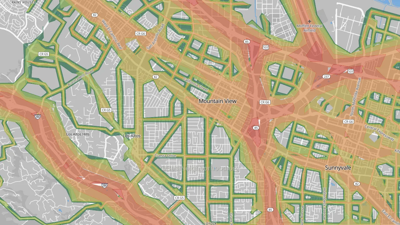 94040, CA Map of Noise Levels in 94040