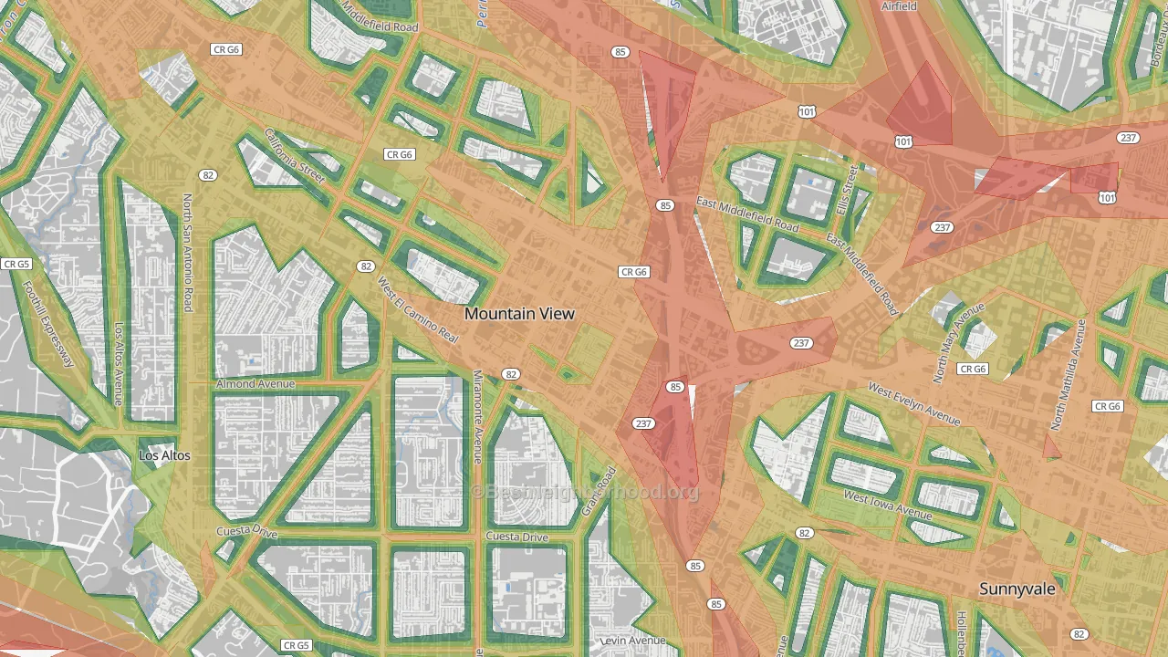 94041, CA Map of Noise Levels in 94041
