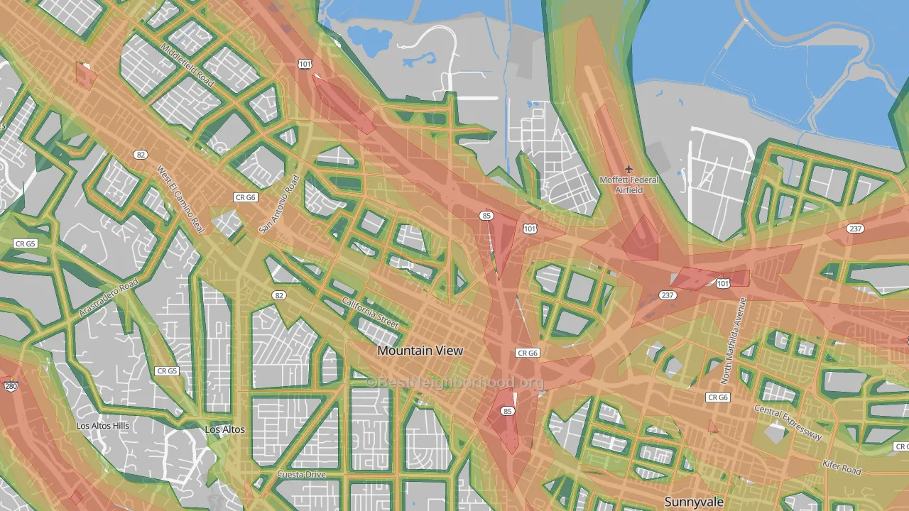 94043, CA Map of Noise Levels in 94043