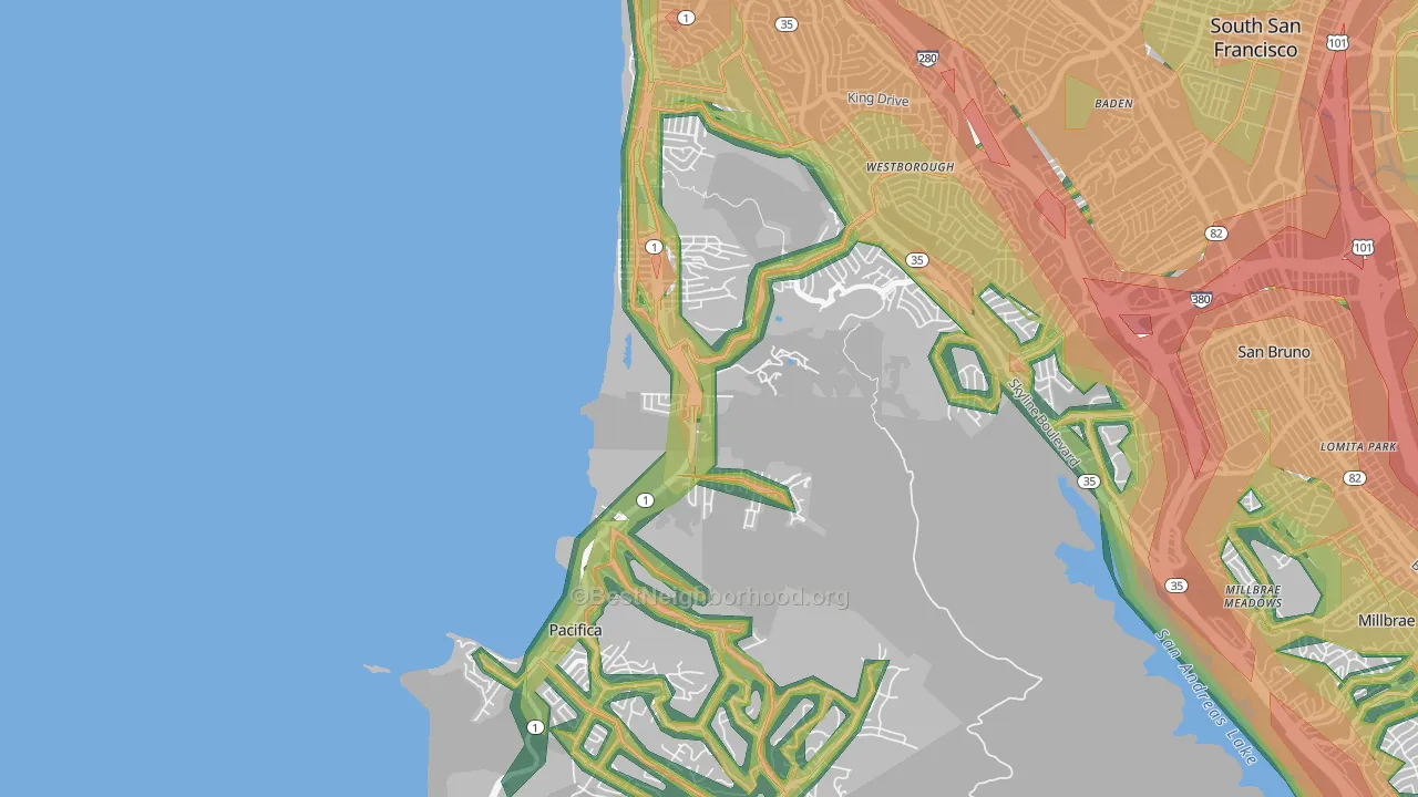 94044, CA Map of Noise Levels in 94044