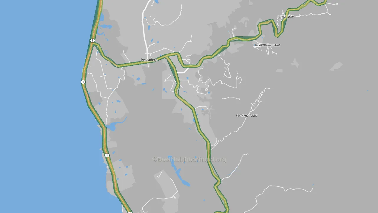 94060, CA Map of Noise Levels in 94060