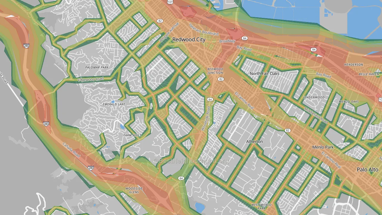 94061, CA Map of Noise Levels in 94061