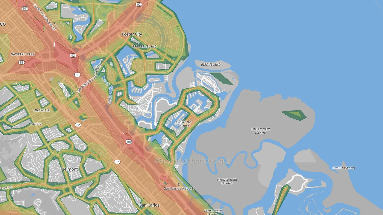 94065, CA Map of Noise Levels in 94065