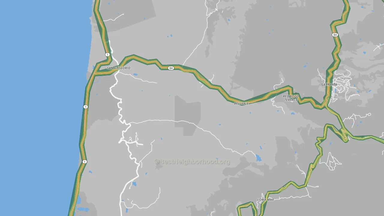 94074, CA Map of Noise Levels in 94074