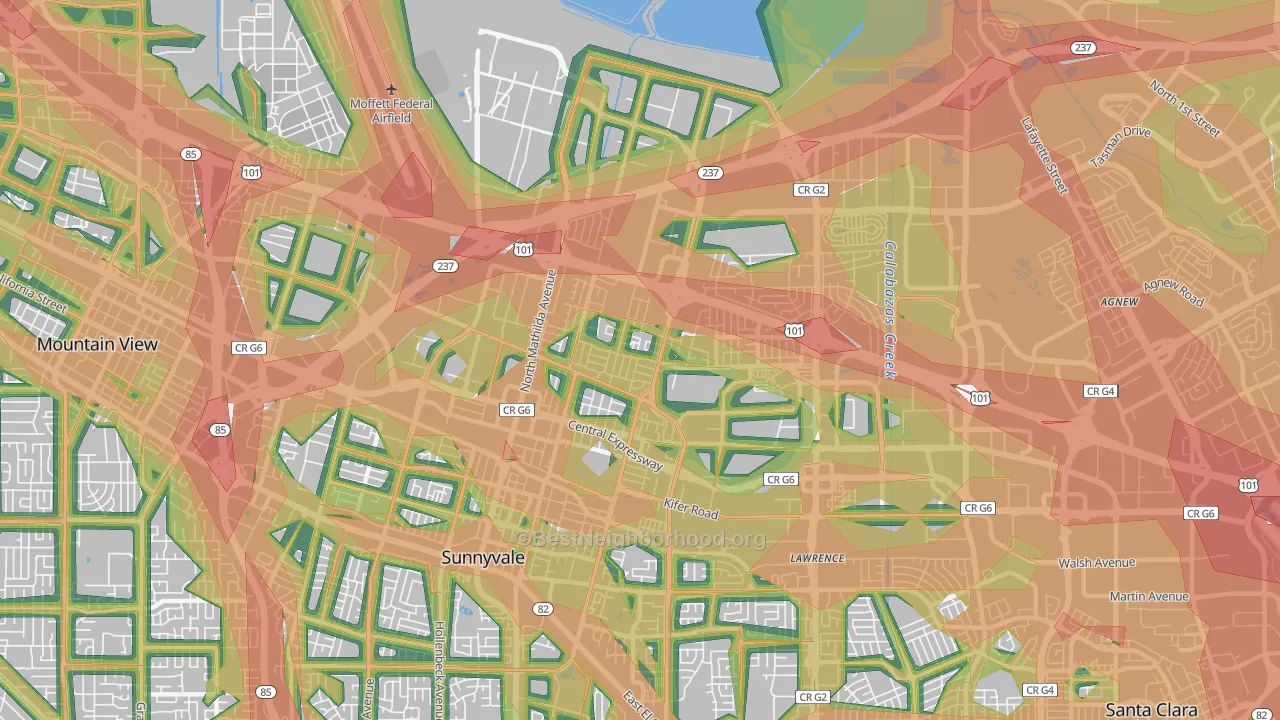 94085, CA Map of Noise Levels in 94085