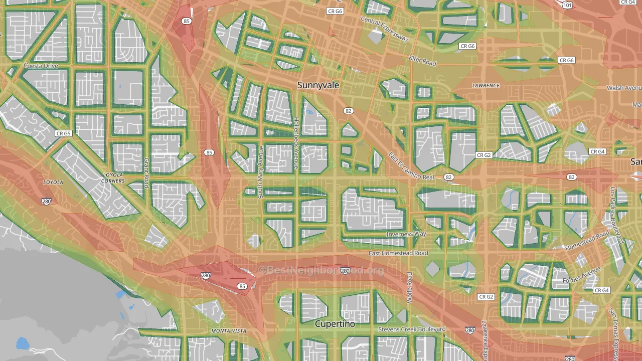 94087, CA Map of Noise Levels in 94087