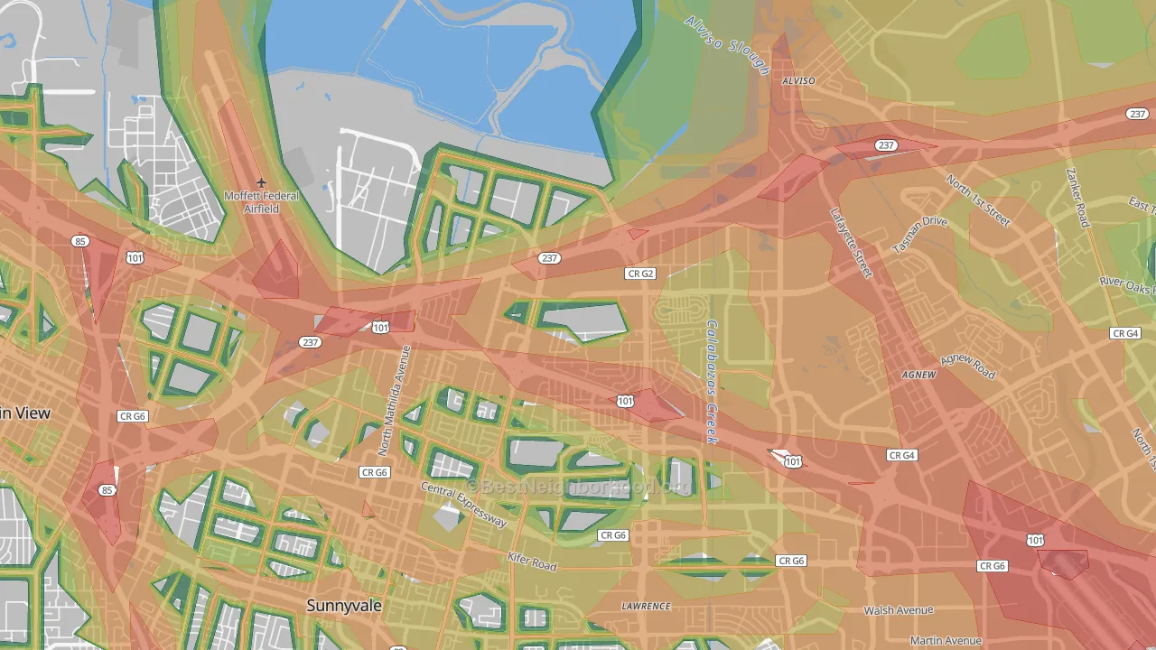 94089, CA Map of Noise Levels in 94089