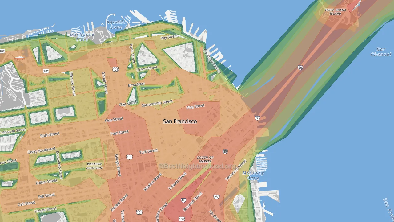 94104, CA Map of Noise Levels in 94104