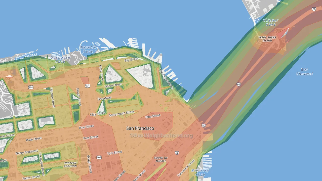 94111, CA Map of Noise Levels in 94111